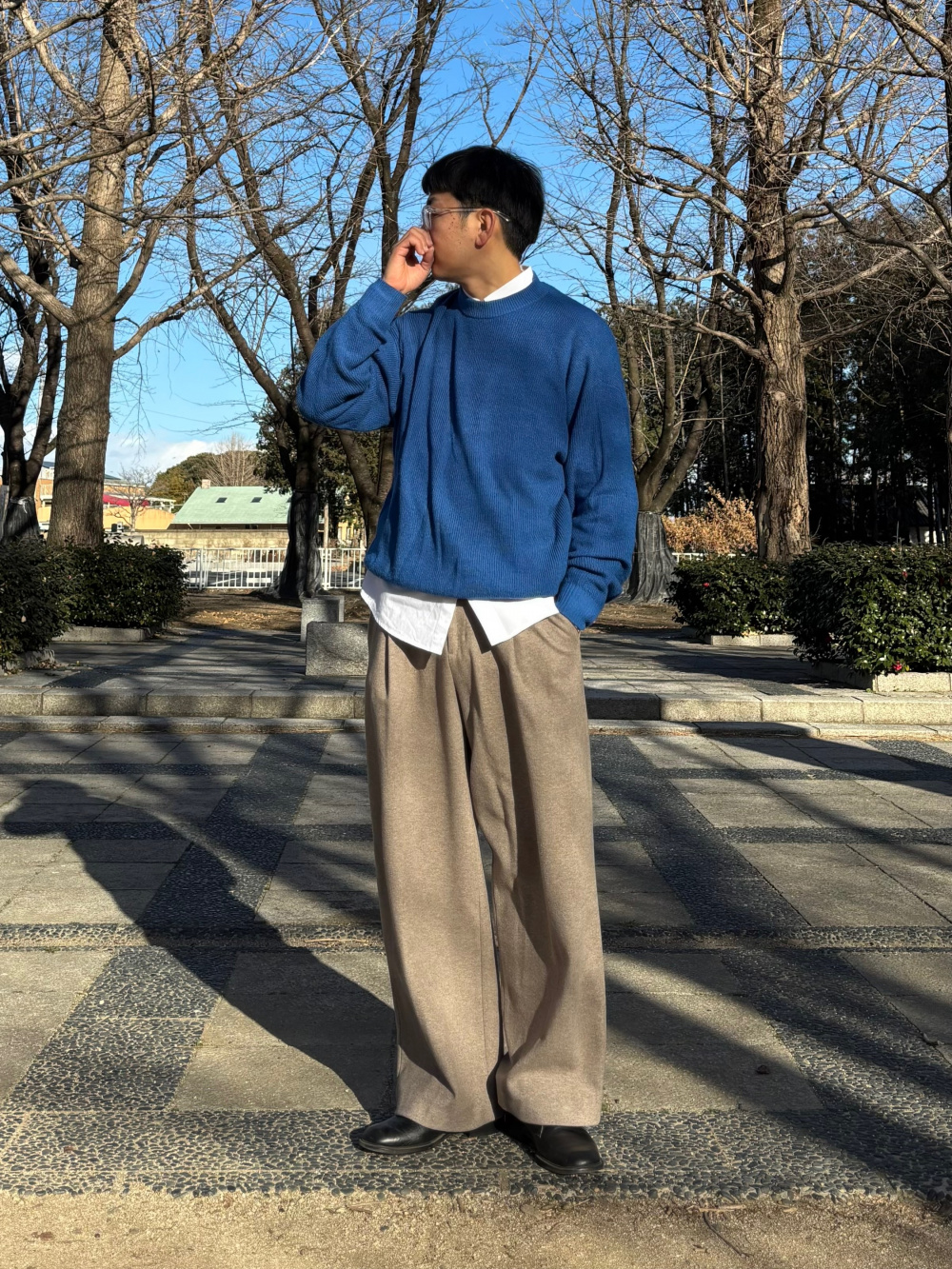 ブラッシュドジャージータックワイドパンツ（丈標準70～72cm