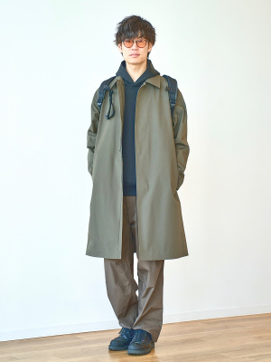 新作 2025 UNIQLO C ブロックテックステンカラーコート L オリーブ