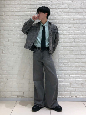 UNIQLO U オーバーサイズカラーデニムジャケット グレー M ユニクロU オーバーサイズカラーデニムジャケット グレー M