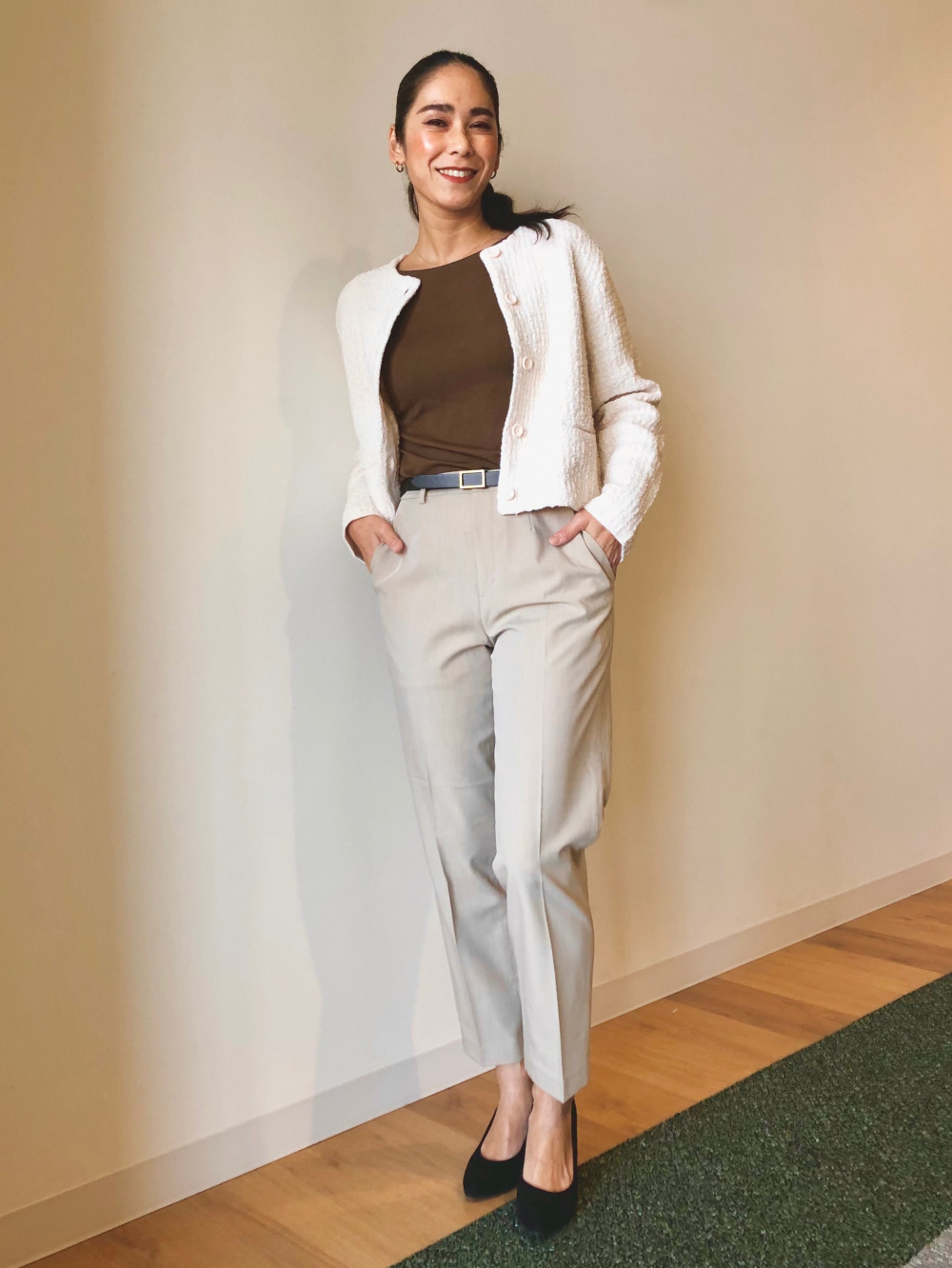 テーラードジャケット セットアップ可能、スマートアンクルパンツ」の