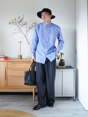 即日完売メンズ＋J復刻ブロードシャツストライプxsサイズmen'sプラスJ青 ユニクロ公式 | ブロードシャツ/ストライプ