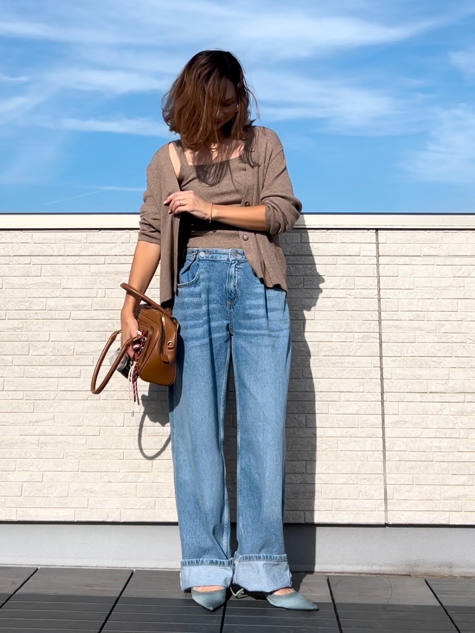 ウォッシャブルミラノリブニットパンツ、ウォッシャブル
