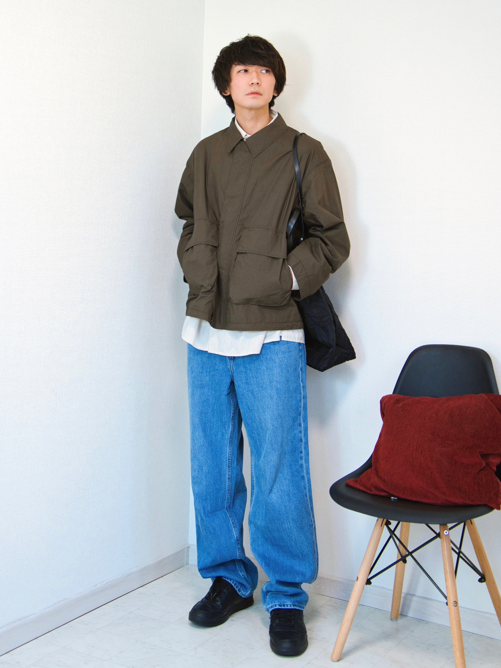 コットンショートブルゾン」の着用コーディネート| ユニクロ公式