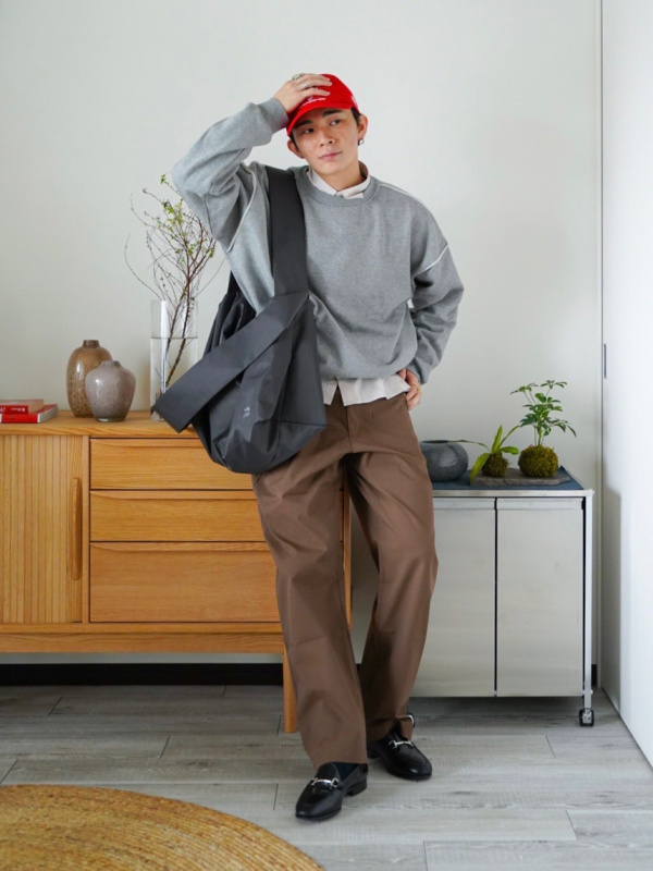 UniqloC セットアップ ワークジャケット パンツ M ワイン 公式スタイリング | ユニクロ公式