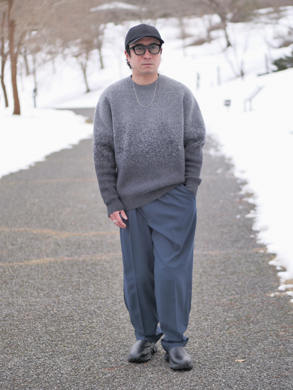 ソフトタッチクルーネックTシャツ、スフレヤーングラデーション