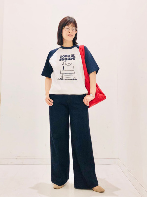 スヌーピー オーバーサイズTシャツ ネイビー ユニクロ公式 | ピーナッツ UT/オーバーサイズフィット