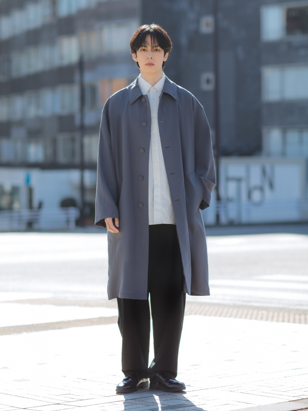 UNIQLO - ユニクロ イネス ステンカラーコート Lサイズ ネイビー