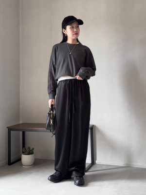 STONE  リブ　スウェットシャツ　ブラック　M STONE リブ スウェットシャツ ブラック M ユニクロ公式 | リブ