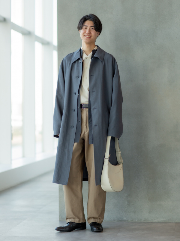 UNIQLO U オーバーサイズステンカラーコート グレー　2025　SS　春夏 ユニクロ公式 | オーバーサイズステンカラーコート