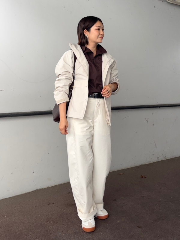 ☆新品タグ付☆ユニクロユー・コットンブレンドハーフジップブラウス［XL／ブラウン UNIQLO - 送料無料 ユニクロU コットンブレンドハーフジップブラウス