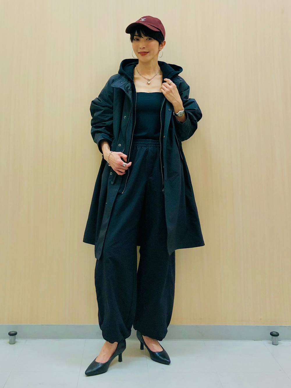 ウィンドプルーフ2WAYコート、カシミヤタートルネックセーター
