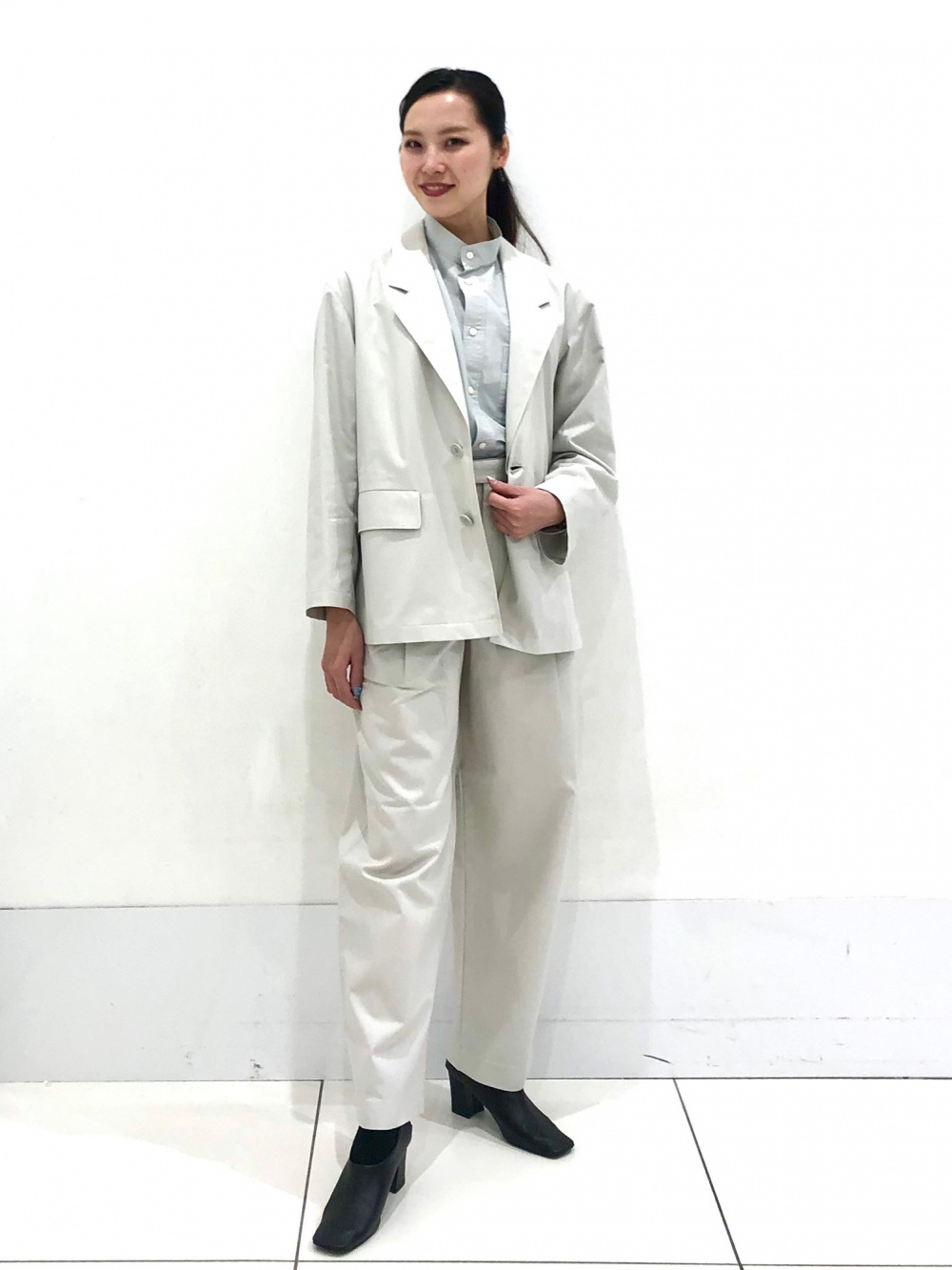 UNIQLO Uコットンブレンドジャケット　コットンブレンドタックワイドパンツ ユニクロ公式 | コットンブレンドタックワイドパンツ