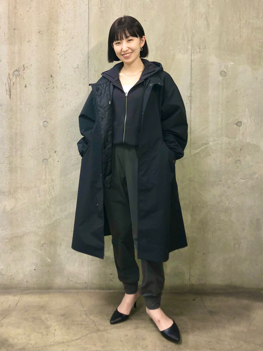 未使用【UNIQLO】ウィンドプルーフ2WAYコート 黒 L ユニクロ