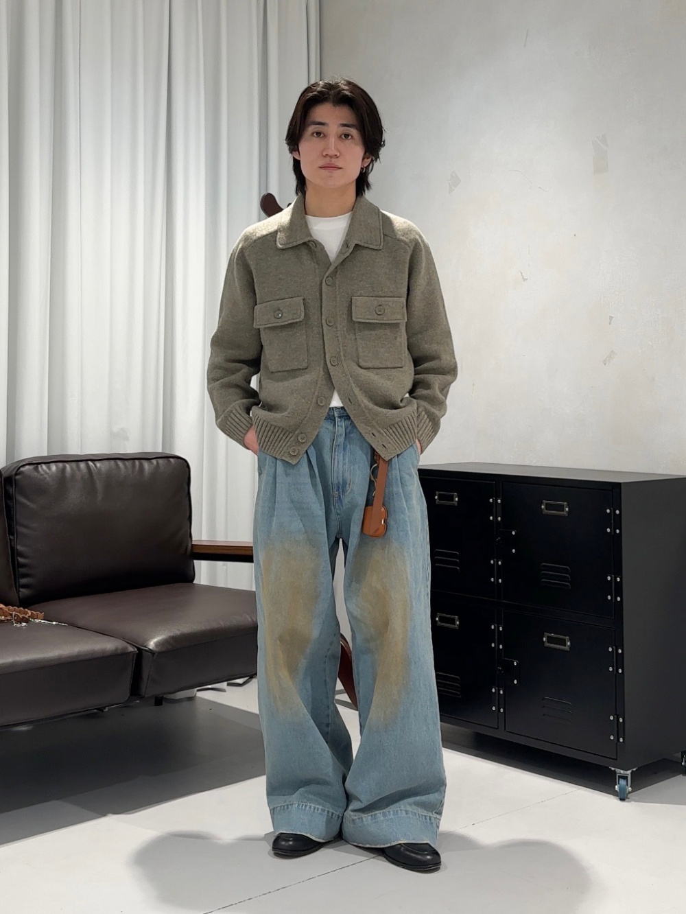 ソフトタッチクルーネックT（長袖）、ラムニットジャケット」の