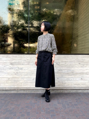 ブラック コットン ロングスカート XS LF040_COTTONY_LONGSKIRT_2_dd11
