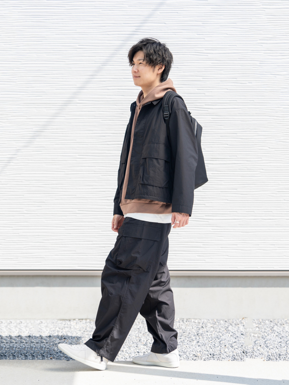 ユニクロC コットンショートブルゾン L + ワイドフィットカーゴパンツ M UNIQLO：C新作のワイドフィットカーゴパンツ コットンショート