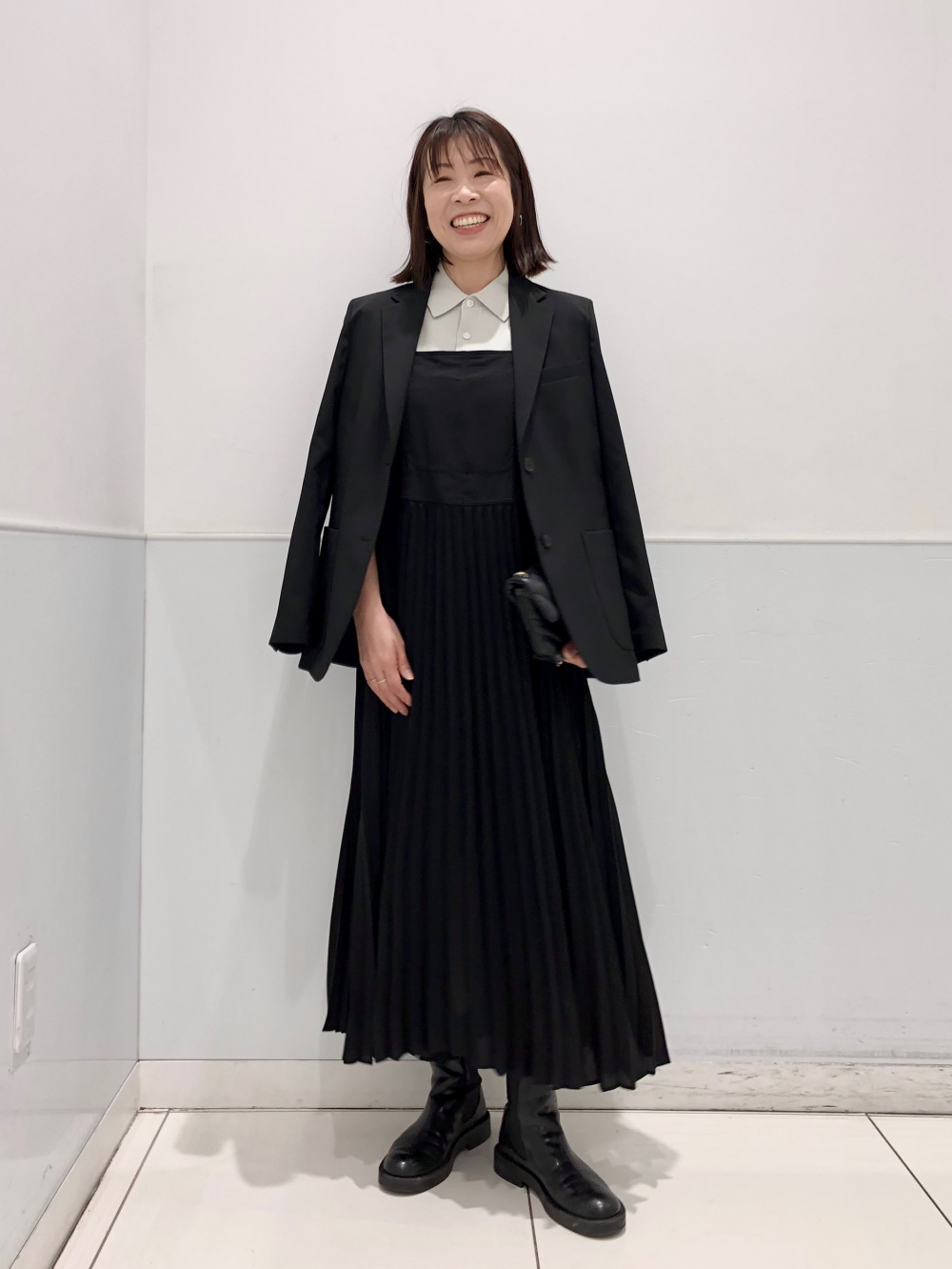 プリーツストラップワンピース、感動ジャケットリラックス