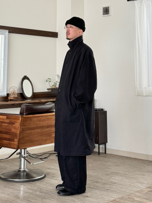 オーバーサイズステンカラーコート　UNIQLO U　2025　L ユニクロU　黒 オーバーサイズステンカラーコート UNIQLO U 2025 L ユニクロU