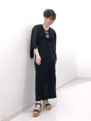 UNIQLO クロシェロングスカート　Ｍ　ブラック　コトニエ ユニクロ公式 | クロシェロングスカート