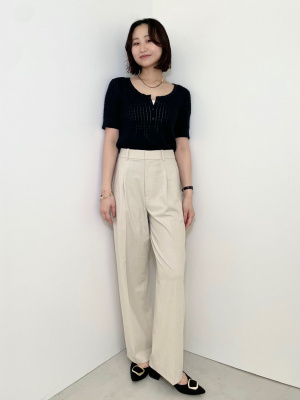 ニット セーター ポインテールニット リネンブレンド セーター レディース GAP ニット セーター リネンブレンド ポインテール ヘンリー