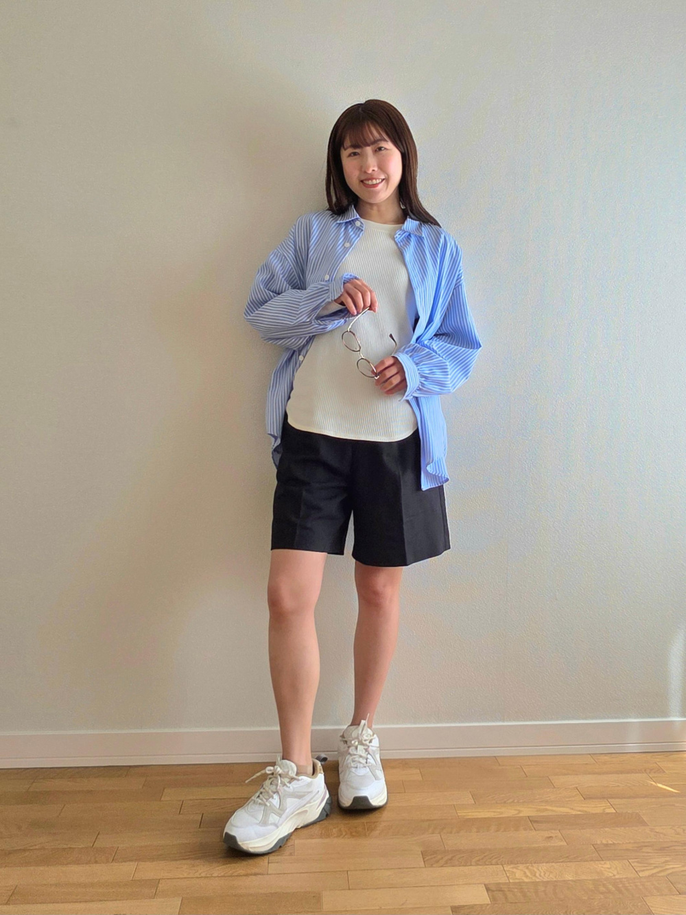 ワッフルクルーネックT（長袖）、ドレープジョガーパンツ（丈標準64