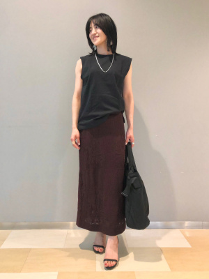UNIQLO クロシェロングスカート　Ｍ　ブラック　コトニエ ユニクロ公式 | クロシェロングスカート
