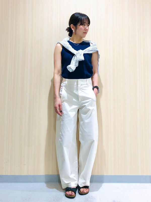 コットンポップコーンショートセーターノースリーブ（レディース）の