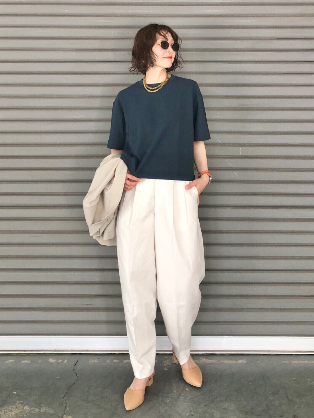セール 国内 コットンシアーブラウス/ノースリーブ、リネンブレンドバレル パンツ
