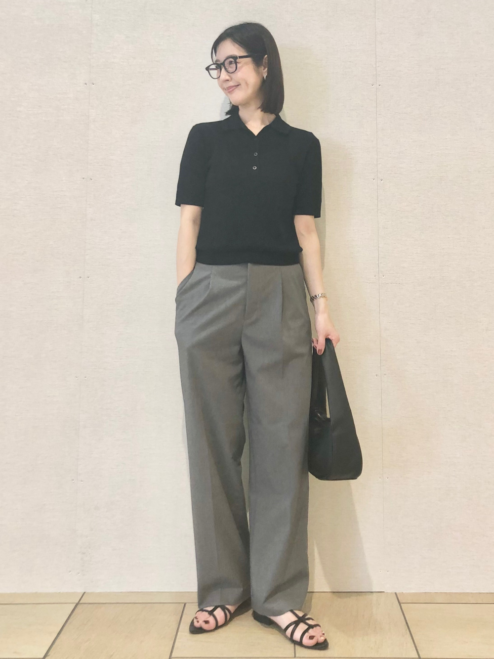 ダブルジャケットとタックワイドパンツ ダブルジャケット、タックワイドパンツ」の着用コーディネート