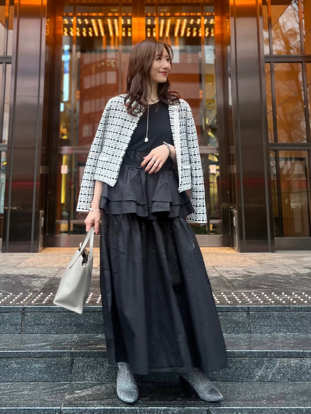新品未使用 ニットツイードショートジャケット UNIQLO】まるでツイード！キレイめ上品なニットショート