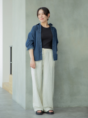 ユニクロ公式 | リネンブレンドイージーパンツ丈長め 