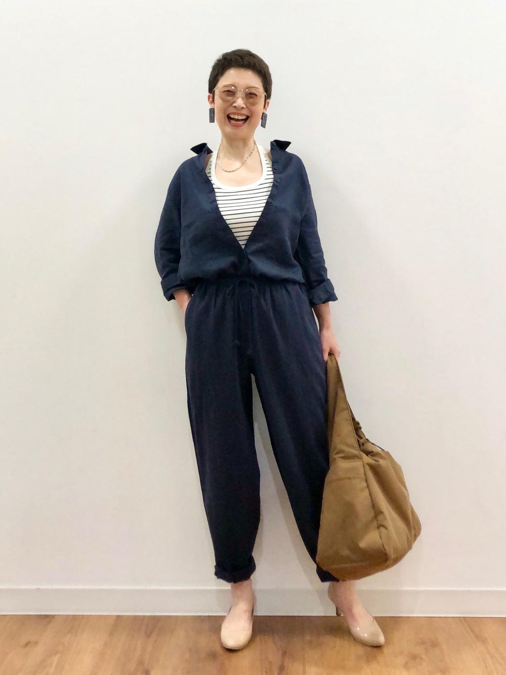 感動ダブルジャケットリラックスフィット、感動タックワイドパンツ」の