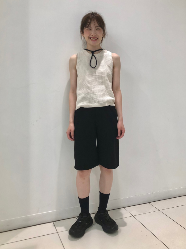 コットンポップコーンショートセーターノースリーブ（レディース）の