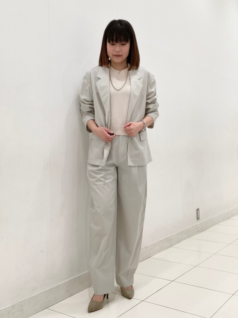 UNIQLOU 25SSコットンブレンドジャケットXXL タックワイドパンツ76