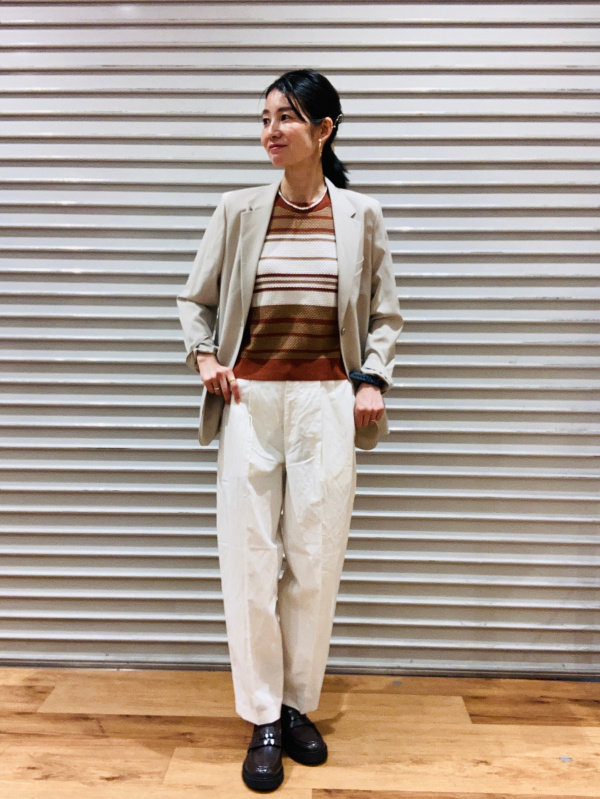 リネンブレンドタックワイドパンツ」のレディースの