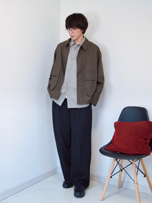 UNIQLO C コットンショートブルゾン 38 ダークブラウン Lサイズ