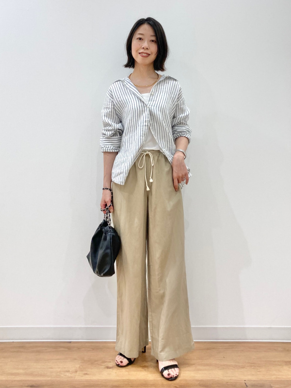 T1BOXY/ボクシーT、プレミアムリネンシャツ/ストライプの
