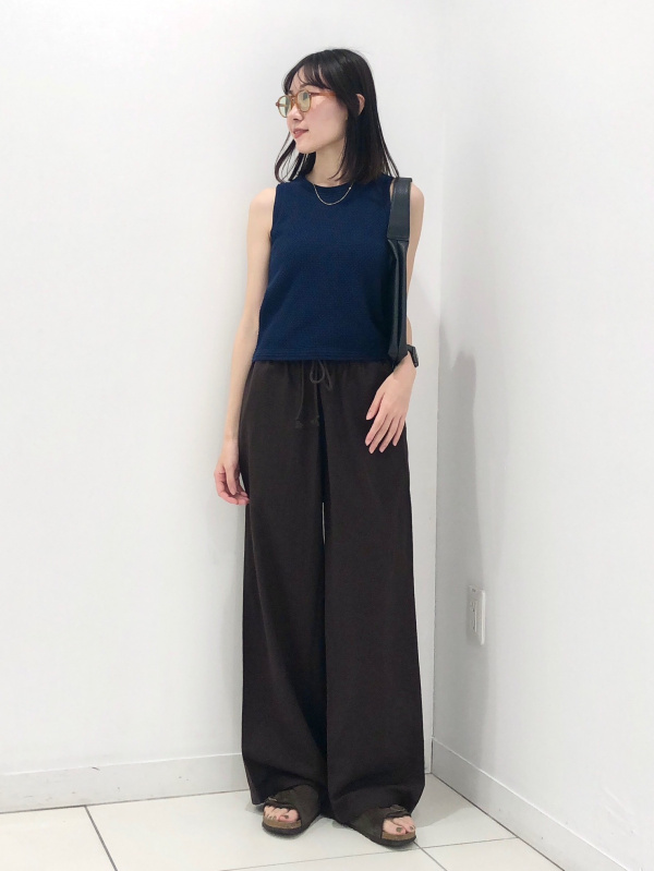 コットンポップコーンショートセーターノースリーブ（レディース）の