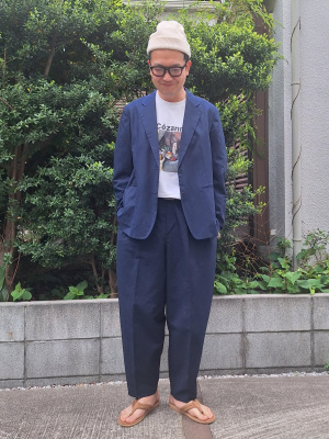 UNIQLO リネンブレンドジャケット　ブルー　Lサイズ 新品 ユニクロ公式 | リネンブレンドジャケット