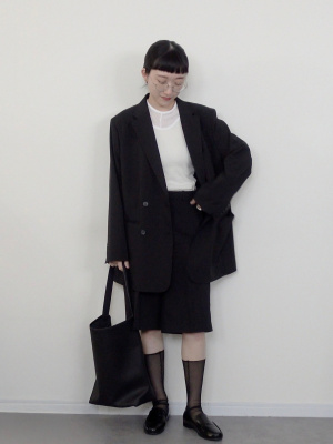 【新品】ユニクロC 感動ダブルジャケットL パンツ　セットアップ　ダークグレー UNIQLO ユニクロ ダブルジャケット L グレー 2024年モデル 人気