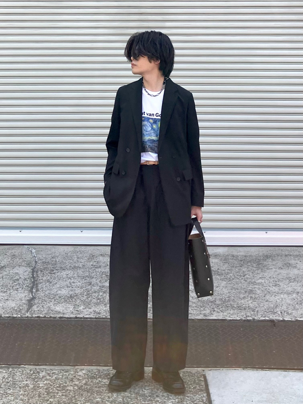 感動ダブルジャケットリラックスフィット、感動タックワイドパンツ」の