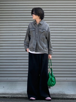 ユニクロユー グレー オーバーサイズカラーデニムジャケット 25AW M ② 新品】ユニクロU オーバーサイズカラーデニムジャケット UNIQLO