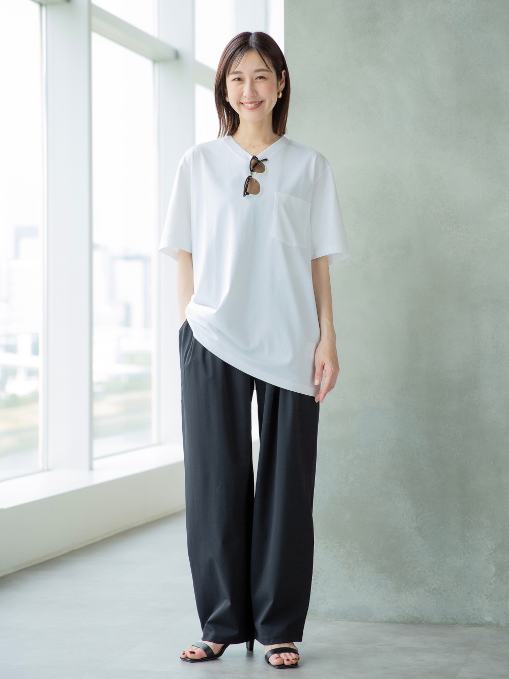 エアリーストレッチ布帛Tシャツ
