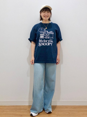 スヌーピー オーバーサイズTシャツ ネイビー ユニクロ公式 | ピーナッツ UT/オーバーサイズフィット