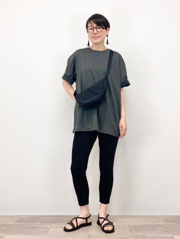 エアリズムコットンオーバーサイズTシャツ/5分袖、パラシュート