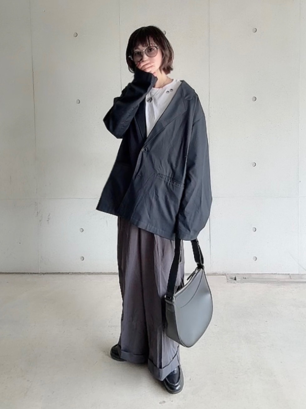 UNIQLOU 25SSコットンブレンドジャケットXXL タックワイドパンツ76