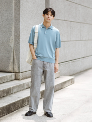 ３色セット　ユニクロ　ウォッシャブルニットポロセーター UNIQLO ウォッシャブルニットポロセーター半袖 68blue ネイビー