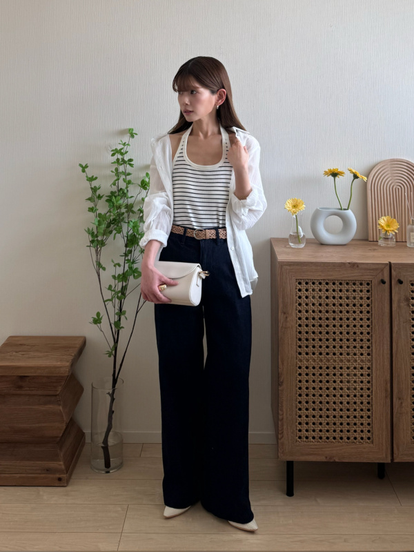 ワッフルT/長袖、タックワイドパンツ（丈標準68～70cm）の