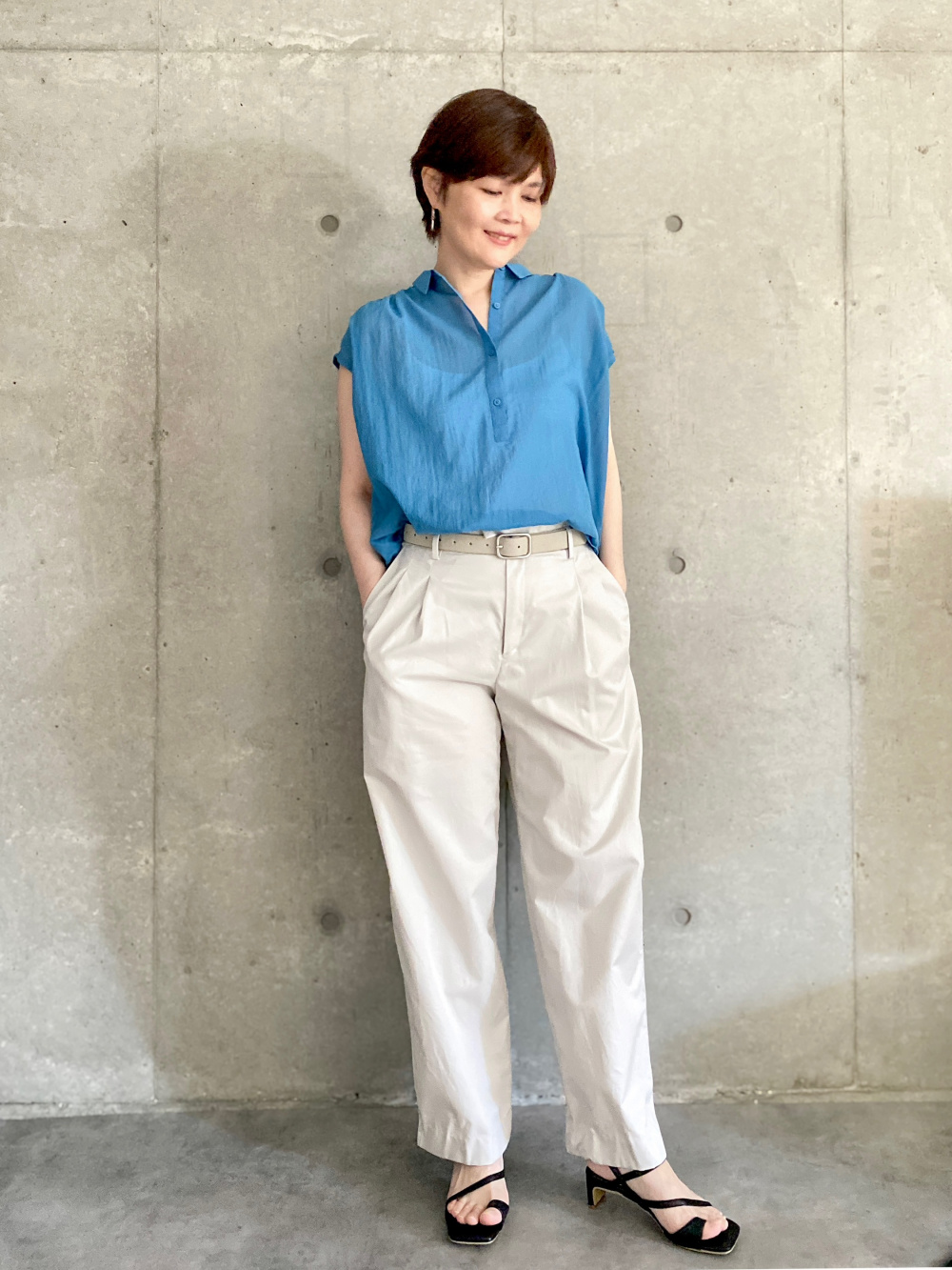 UNIQLOU 25SSコットンブレンドジャケットXXL タックワイドパンツ76