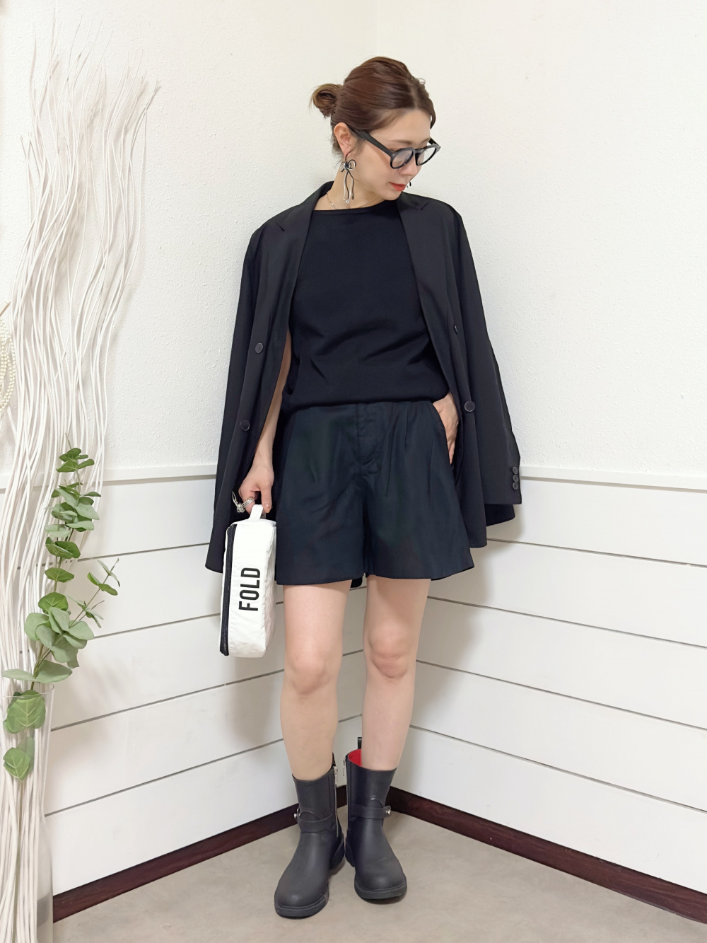 リネンブレンドジャケット、リネンブレンドタックワイドパンツ